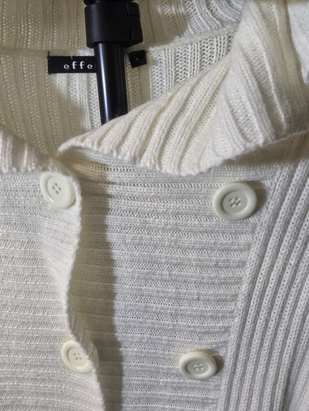 Effeci Cream Ribbed Double-Breasted Cardigan - Picture 3 of 7